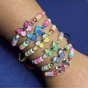 Butterfly Beaded Adjustable Bracelets Colorful Enamel